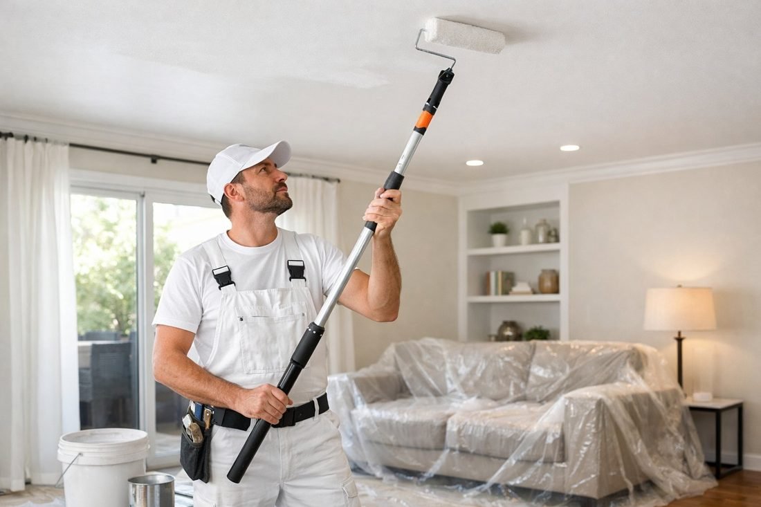 Pasillo con paredes lisas tras eliminación de gotelé en Cambrils